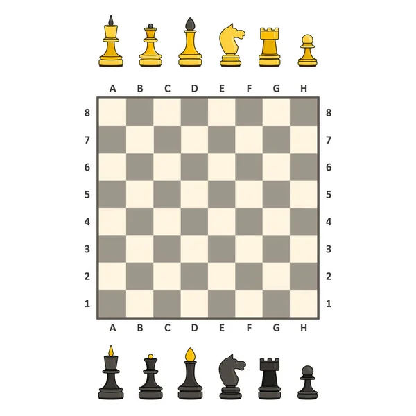 Schachfiguren Und Schachbrett — Stockvektor