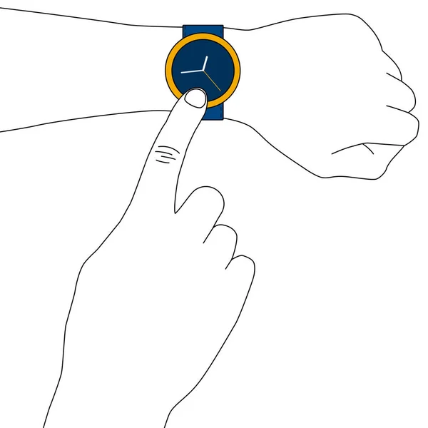 Einfache Gelbe Stylische Armbanduhr Mit Blauem Armband Ohne Ziffern Zur — Stockvektor