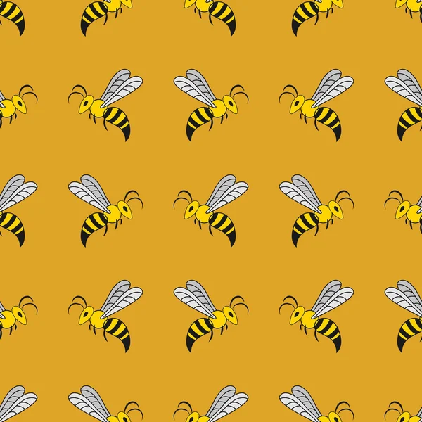 Modèle Simple Vectoriel Sans Couture Avec Des Abeilles — Image vectorielle