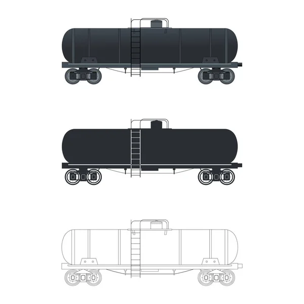 Definir Trem Tanque Cisterna Vagão Vintage Três Opções Diferentes Cor —  Vetores de Stock