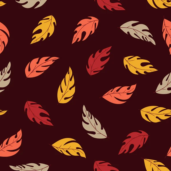 Modèle sans couture avec des feuilles scandinaves dans le style doodle — Image vectorielle