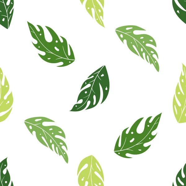 Seamless pattern with scandinavian leaves in doodle style — Stock Vector