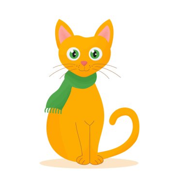 Çizgi film, yeşil gözlü kırmızı kedi.