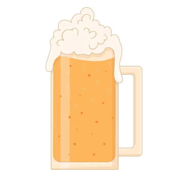 Caneca de desenho animado de cerveja cremosa — Vetor de Stock