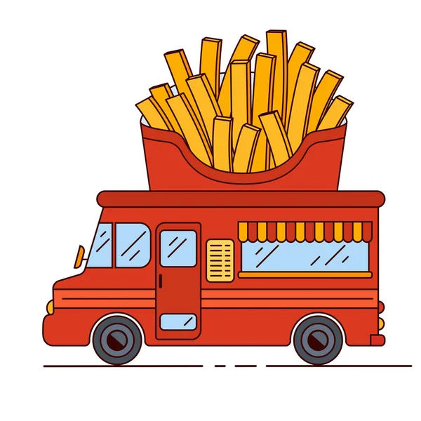 Вантажівка з червоною їжею з картоплею фрі — стоковий вектор