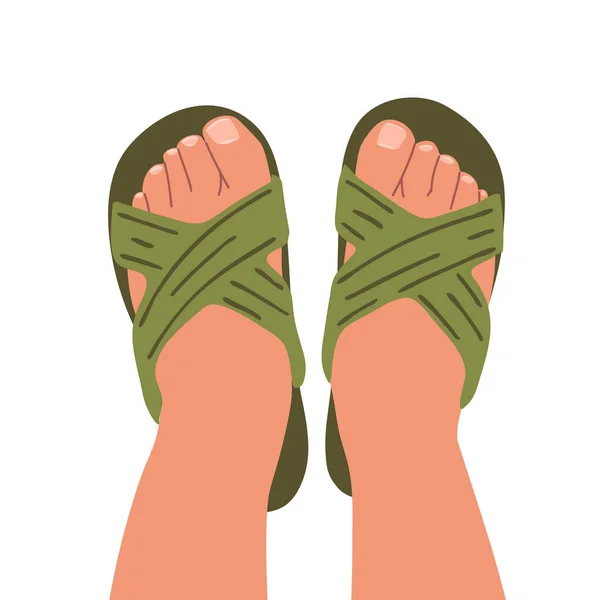 Feet in flip flop top view — Stock Vector