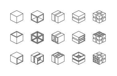 Isometric Küp Geometrik Taslak Biçimi Simgesi
