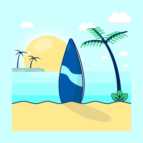 Ilustración Vectorial Tabla Surf Adecuado Para Día Del Turismo Mundial — Vector de stock