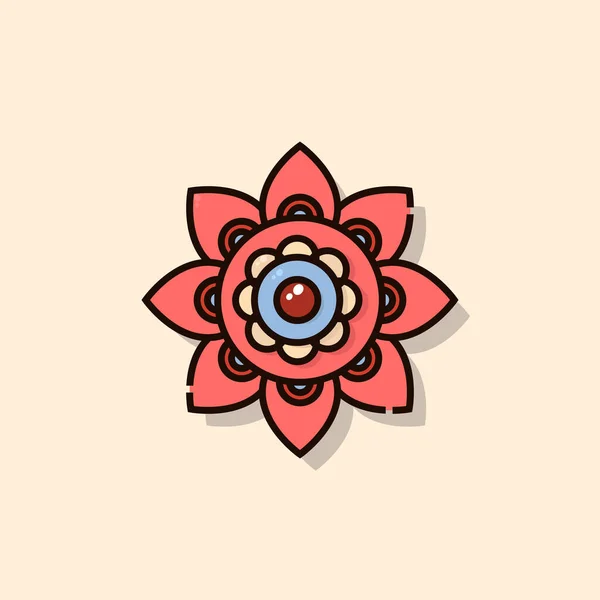 Illustration Vectorielle Icône Rangoli Forme Fleur Indienne Sable Coloré Comme — Image vectorielle