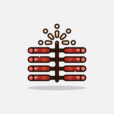 Diwali, Deepavali, Hindistan Işık Festivali 'nde kestane fişeğinin ikon vektör çizimi.