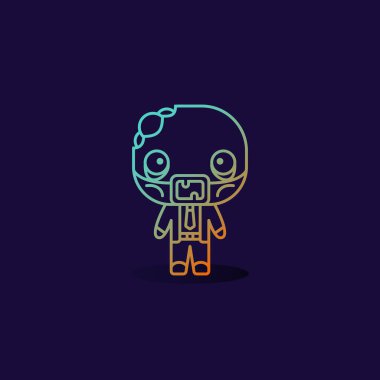 Cadılar Bayramı 'nda zombi kostümü ve koruyucu tıbbi maske takan bir çocuğun tasviri..