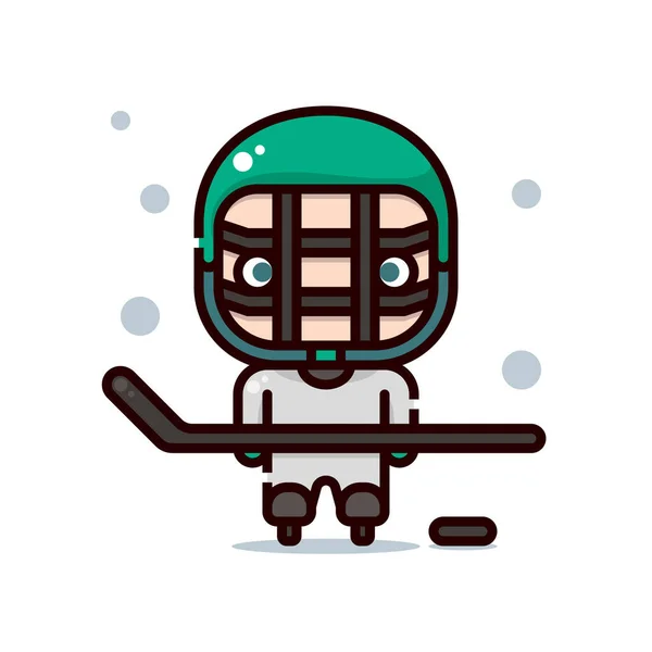 Vector Illustration Man Wearing Helmet Holding Hockey Stick Wearing Ice — Stock Vector