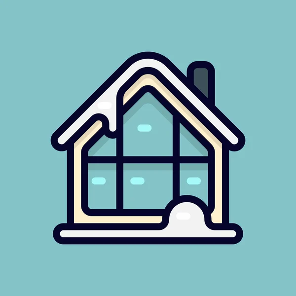 Icon Vetor Ilustração Uma Casa Coberta Neve Temporada Inverno Adequado — Vetor de Stock