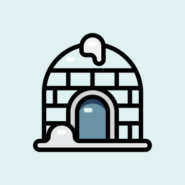 antarctic, çizgi film, noel, Lovely, eskimo, flat, holiday, home, house, ice, icon, igloo, illustration, kawaii, line, outline, place, pole, simple, Snow, symbol, vector, winter