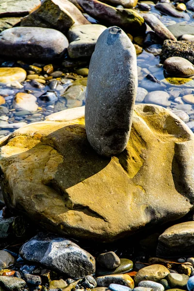 Steine Balancieren Bragg Creek Provincial Park Alberta Kanada — Stockfoto