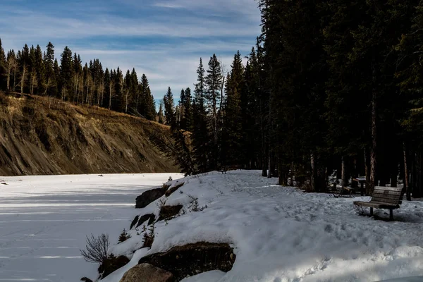 Dans Les Jets Hiver Parc Provincial Bragg Creek Alberta Canada — Photo