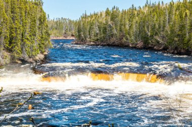 Big Falls nehrin tüm genişliğinde kükrer. Sör Richard Squires İl Parkı, Newfoundland, Kanada