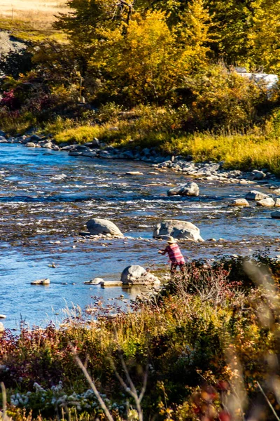 Pêche Large Rivière Oldman Lundbeck Falls Provincial Recreation Area Alberta — Photo