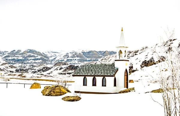 Littles Église Dans Les Badlands Drumheller Alberta Canada — Photo