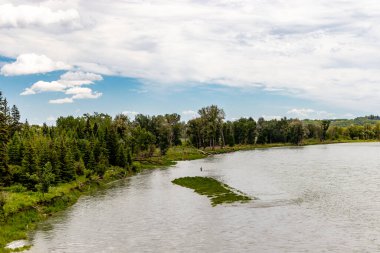 Bow River 'da olta atmak. Calgary, Alberta, Kanada