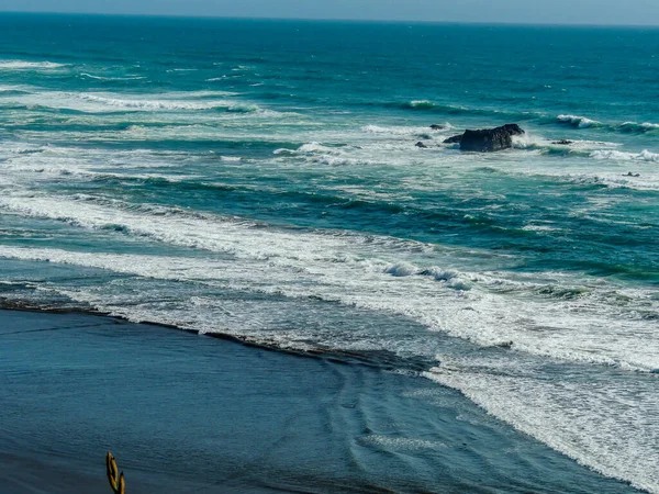 Ondas Acidente Terra Muriwai Beach Auckland Nova Zelândia — Fotografia de Stock