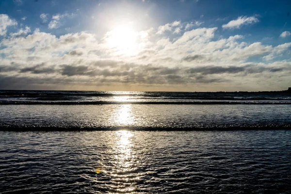 Sun Setting Opunaki Beach Opunaki New Zealand — Stock Photo, Image