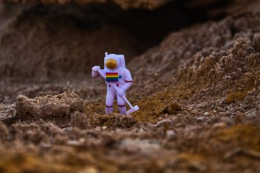 astronaut gay arrival on the planet mars clipart