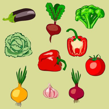 Sağlıklı yemek için izole edilmiş sebzeler.