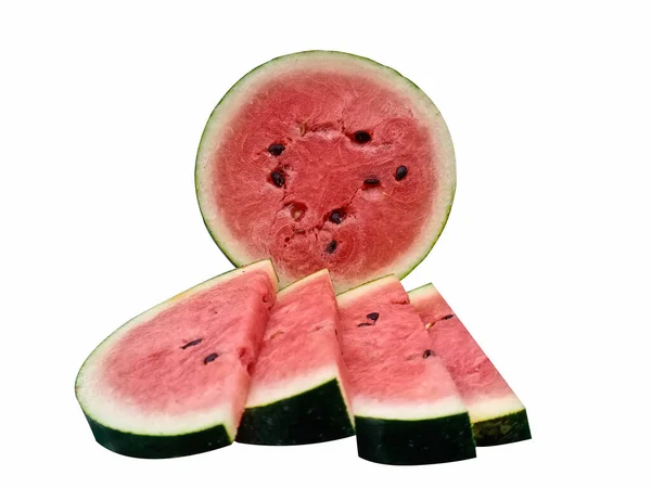 Fresh Red Watermelon Pieces White Background — Stock Photo, Image