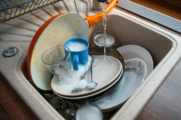 Dirty Dishes Sink — Stock Photo, Image