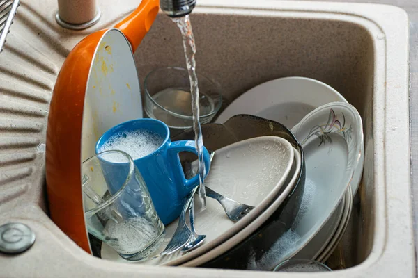 Dirty Dishes Sink — Stock Photo, Image