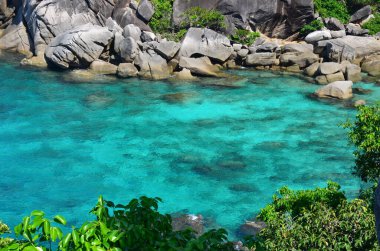 Tayland 'daki Similan adalarındaki deniz parkında harika bir yeşil göl.