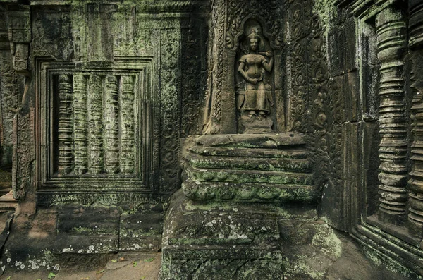 Apsara Dansare Stenskulptur Från Hinduisk Mytologi Ristad Phrom Templet Angkor — Stockfoto