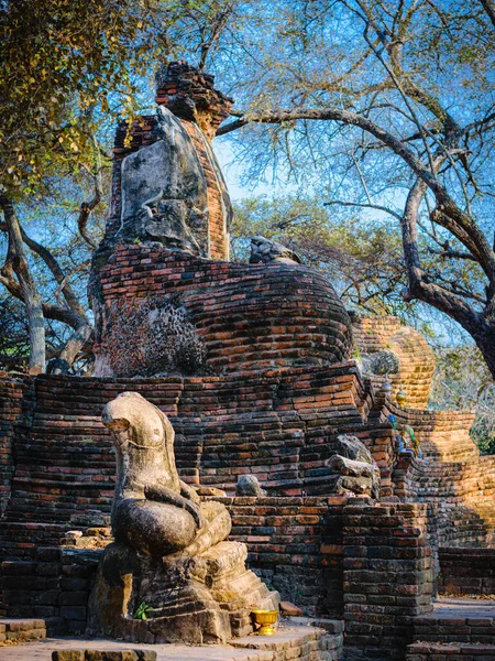 Skadade Statyer Buddha Wat Phra Sanphet Ayutthaya Unesco Historic Park — Stockfoto