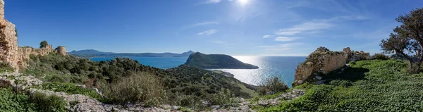 Yunanistan Moreloponnese Kentindeki Eski Navarino Kalesi Nden Pylos Körfezi Panoraması — Stok fotoğraf