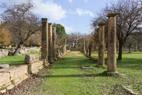 Ruins Ancient Greek Temple Ancient Olympia Agora Peloponnese Greece — Stock Photo, Image