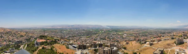 Panorama Del Valle Agrícola Bekaa Líbano Con Montañas Antilibanesas Parte —  Fotos de Stock