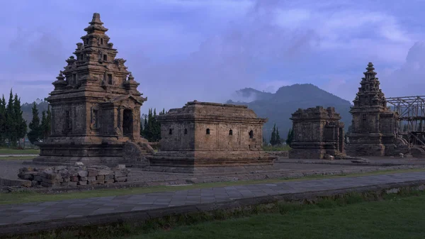 Complexe Temple Arjuna Est Ancien Sanctuaire Hindou Dans Plateau Dieng — Photo