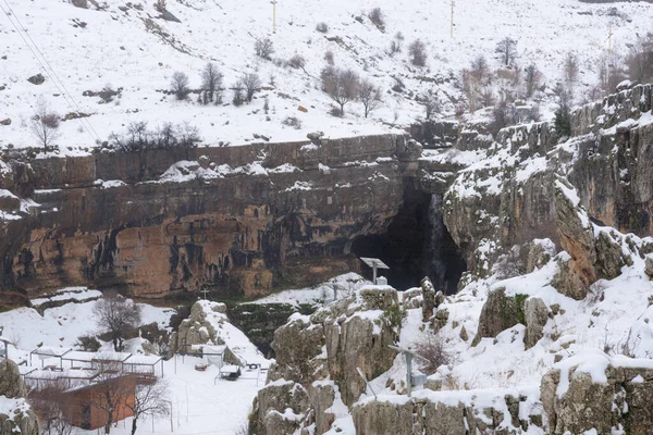 Cascata Della Gola Baatara Vicino Tannourine Libano Scende 250M Attraverso — Foto Stock