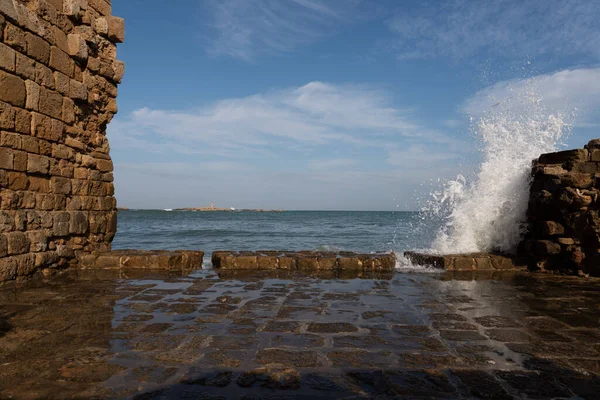 Castillo Del Mar Cruzado Saida Sidón Una Fortaleza Medieval Construida — Foto de Stock