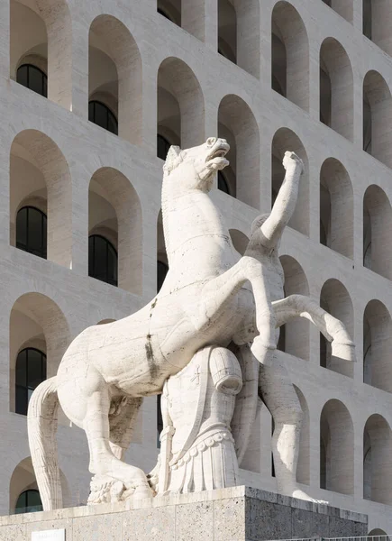 Square Colosseum Palazzo Della Civilta Italiana Talya Nın Başkenti Roma — Stok fotoğraf