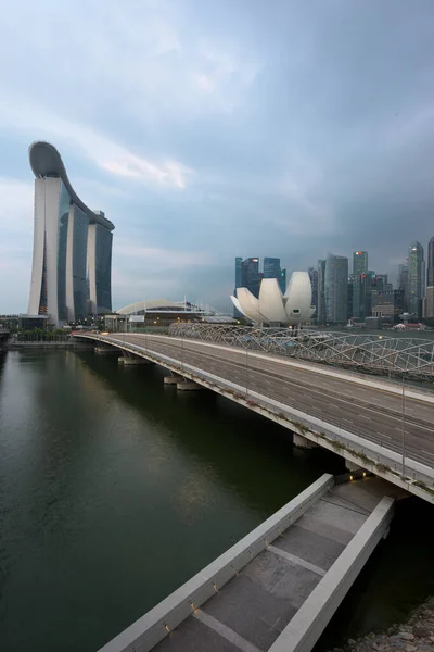 Singapur Ago 2019 Marina Bay Vista Desde Cruce Autopistas Con —  Fotos de Stock