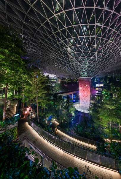 Singapur Nov 2019 Vista Compuesta Del Bosque Vertical Interior Cascada — Foto de Stock