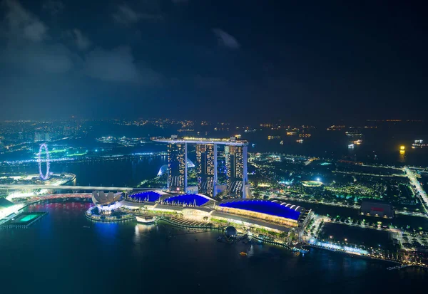 Сінгапур Вересня 2019 Повітряний Вид Затоки Марина Вночі Курортами Сендс — стокове фото