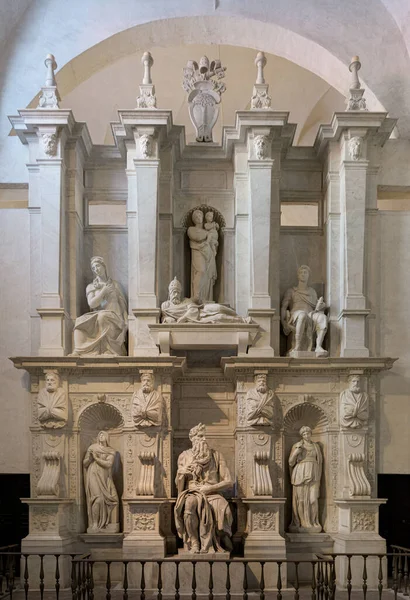Rom Italien Jan 2020 Detalj Altarskulpturgruppen Profeten Mose Berömd Skulptur — Stockfoto