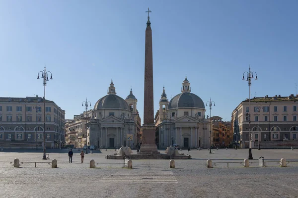 Roma Itália Março 2020 Turistas Caminham Pela Piazza Del Popolo — Fotografia de Stock