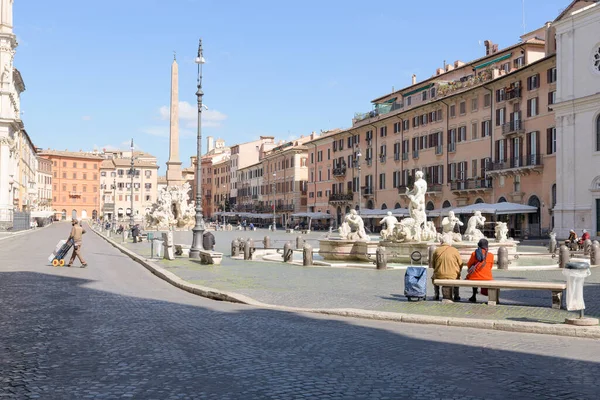 Rom Italien Mars 2020 Piazza Navona Övergivet Sällsynt Syn Rom — Stockfoto