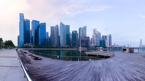 Singapur Ekim 2017 Gündoğumunda Singapur Merkez Bölgesi Gökdeleni Marina Körfezi — Stok fotoğraf