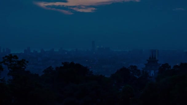 Timelapse Amanecer Sobre George Town Con Kek Lok Templo Chino — Vídeos de Stock