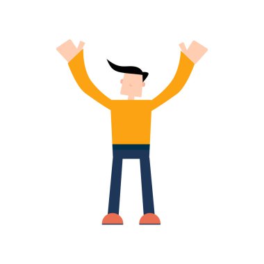 Karakter Mutlu Düz Tasarım Çizim Vektörü